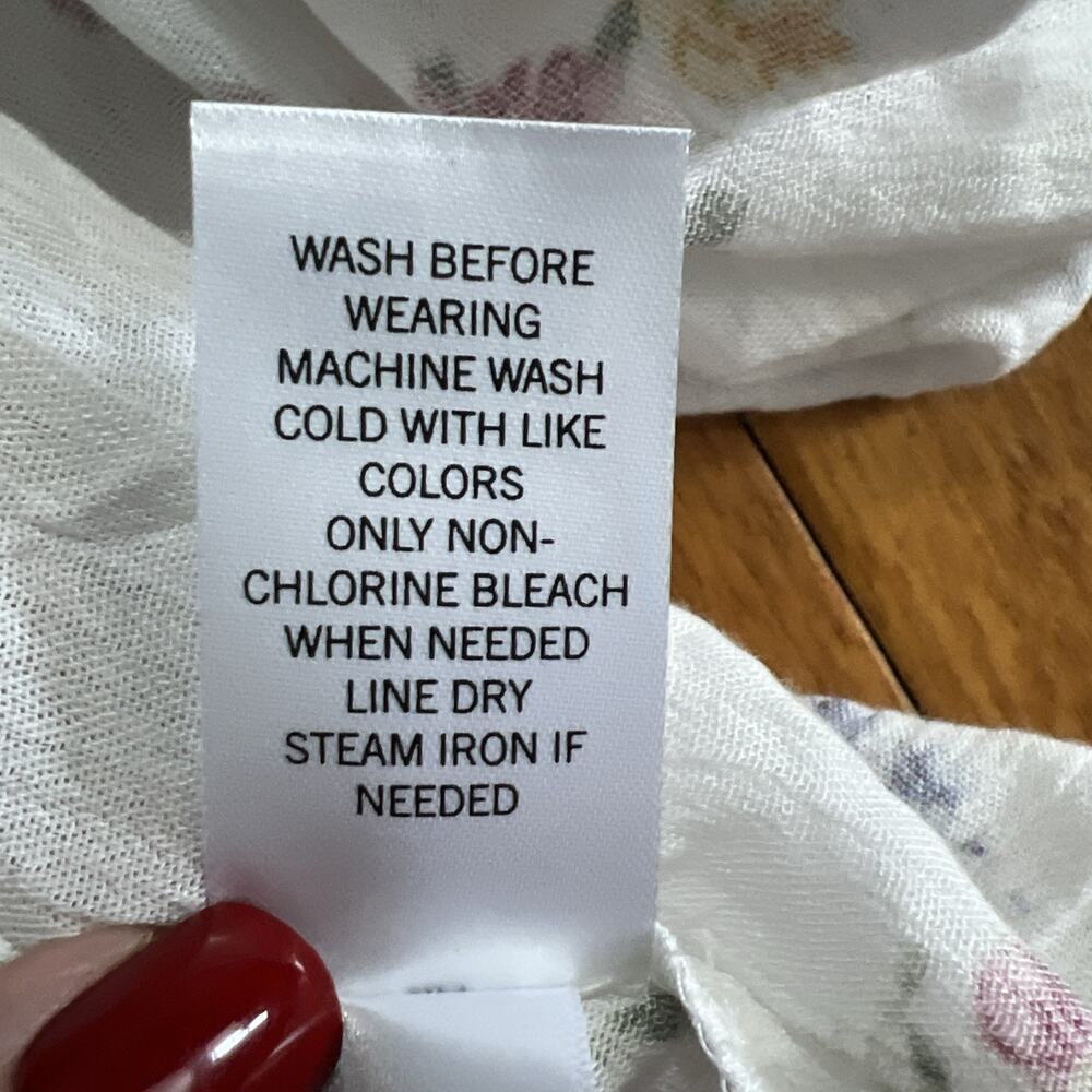 So Floral Bohemian Long Sleeve Top Size L Ivory Fairy Indie Romantic Ethereal - Picture 11 of 12